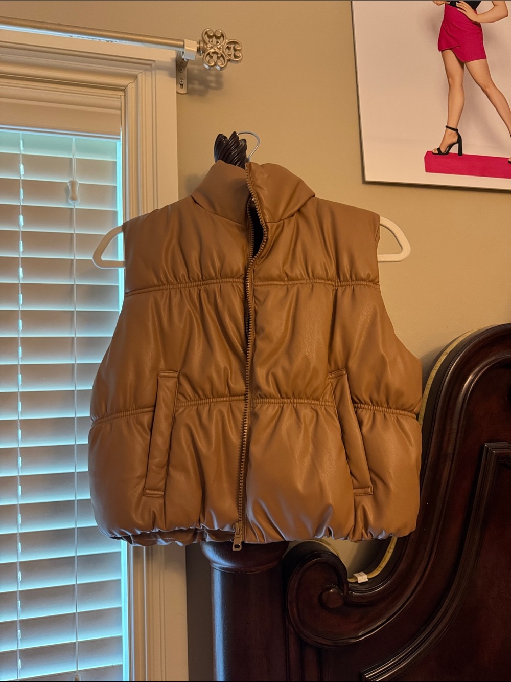 Women’s Faux Leather Puffer Vest